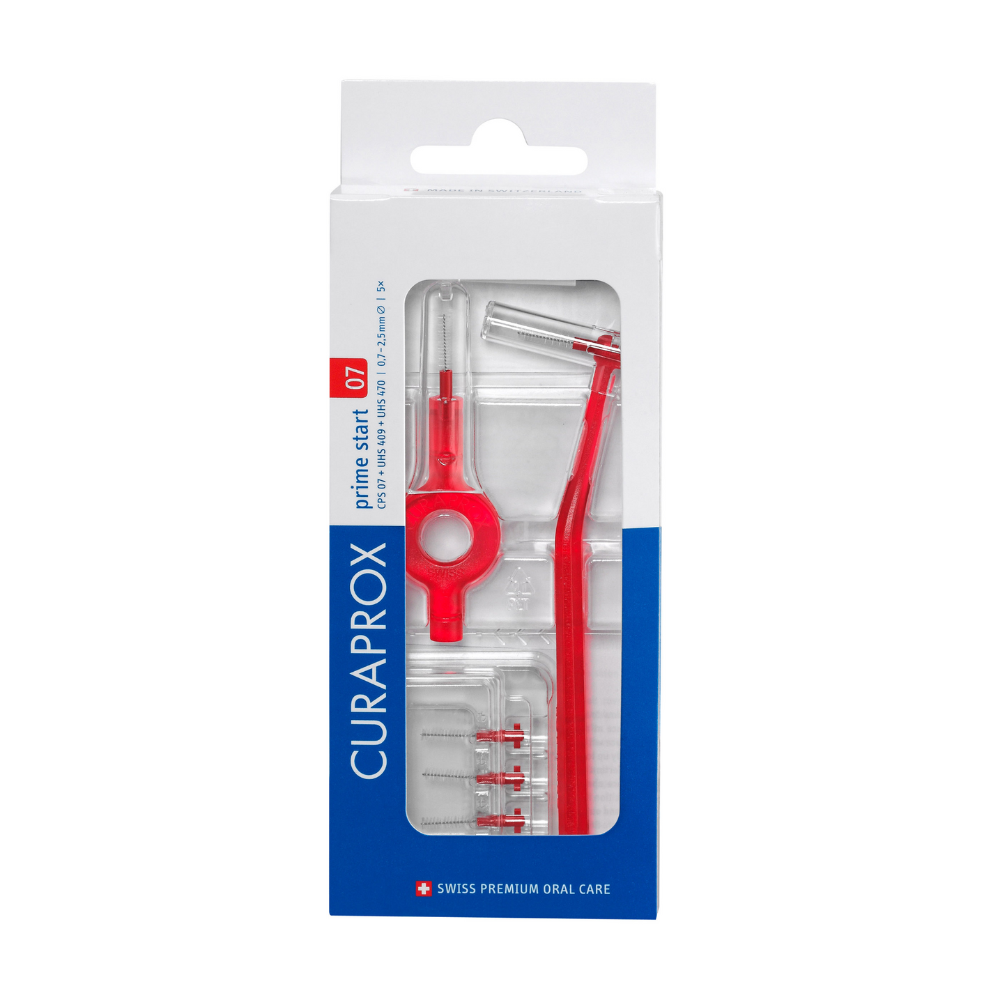 CPS 07 prime start Interdentalbürsten-Set, rot, 5 Bürsten + 2 Halter
