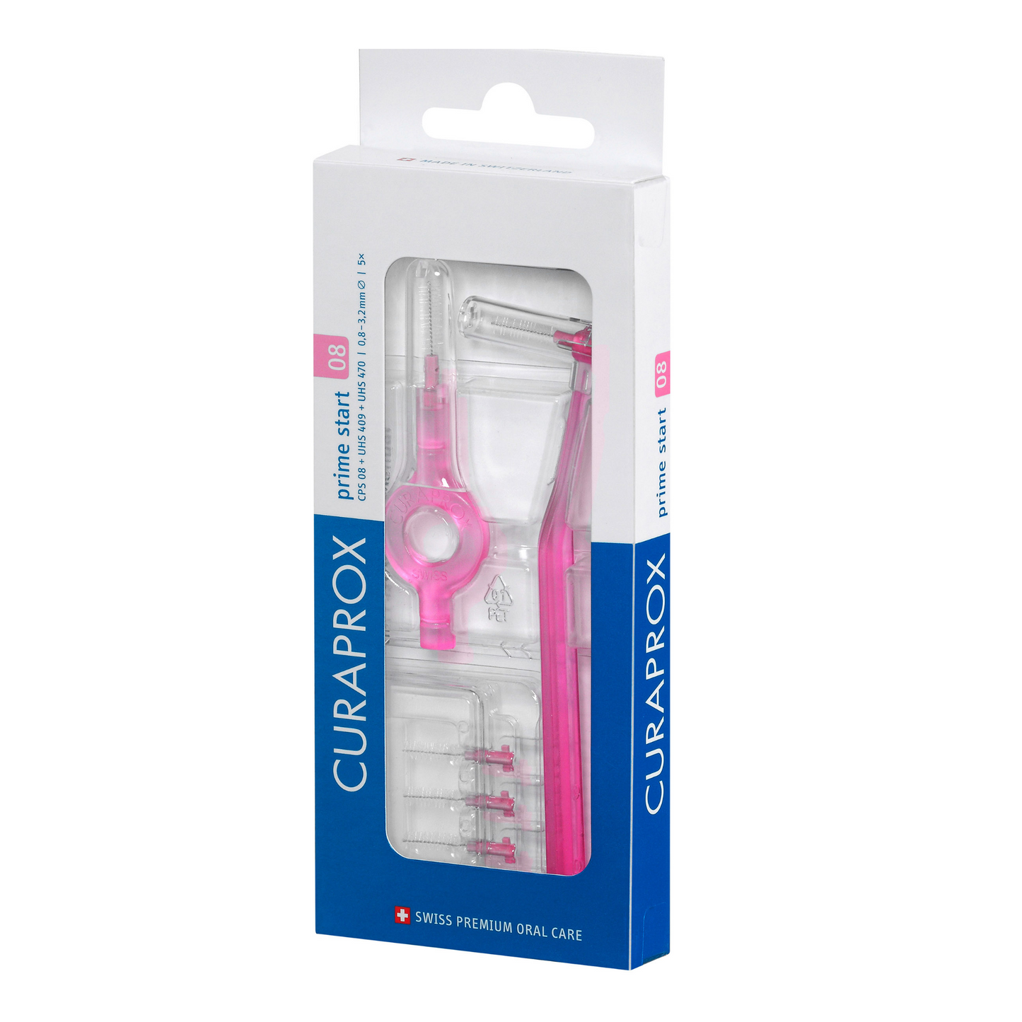 CPS 08 prime start Interdentalbürsten-Set, pink, 5 Bürsten + 2 Halter